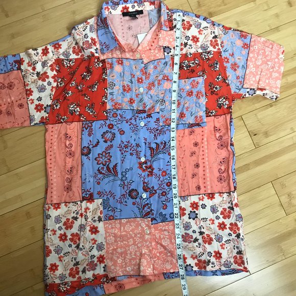 NWT Forever 21 Floral Patternblock Shirt Medium - Picture 8 of 8